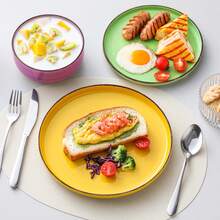 vancasso 12-Piece Hand-Painted Eyelash Edge Ceramic Tableware Set Mixed Color Serves 4 People - 彩色 - 查看 7