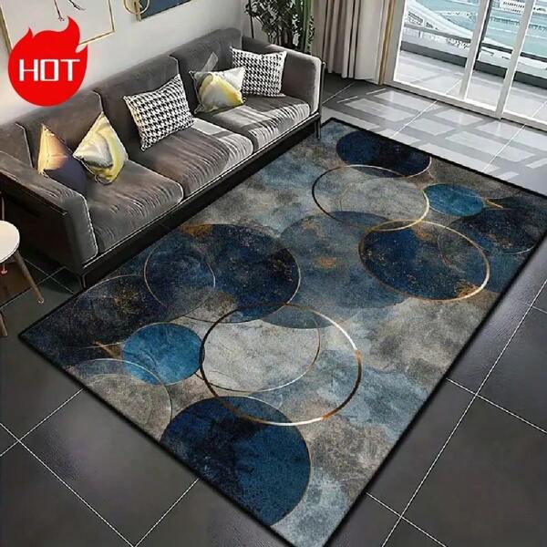 A Large Area Rug With Modern Minimalist Style And Personalized Geometric Patterns, Suitable For Various Home Decor Combinations. Made Of High-Density Material With Non-Slip Particles On The Bottom To Increase Friction.