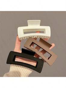 4 Stück/1 Stück Damen 11,2 cm Plastik Minimalistische einfache Stil elegante Großraum Haarklammer, weiß/schwarz/khaki/braun, geeignet für tägliche Frisuren, Gesichtsreinigung, Make-up, Outfit-Passende Haarklammern, Haarklammern, Haarklips, Haarklammern, Haarklemmen, Haarklemmen