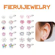 24 Pairs Of Hypoallergenic Earrings For Girls And Ladies - Surgical Steel Screw Back Earrings Cute CZ 4mm Tiny Flat Back Screw Back Stud Earrings Set - As Shown In the Figure - View 8