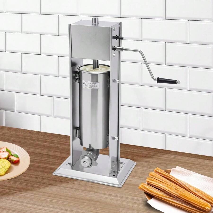 5L Manual Churros Machine 1.32gal Heavy Duty Stainless Steel Churros Machine W/6 Nozzles Home Vertical Manual Donuts Churrera Churros Machine For Making Different Shapes Of Fried Dough Sticks - Silver - View 1