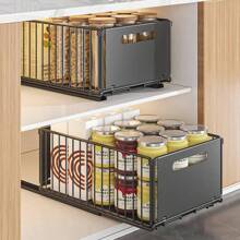 2 piezas de organizadores extraíbles, estantes deslizantes extraíbles, organizador de almacenamiento de capa única extraíble, organizador de debajo del lavabo a prueba de óxido, cajones extraíbles de gran capacidad para gabinetes, para cocina, sala de estar y despensa, organizadores y almacenamiento para el hogar, accesorios para el hogar