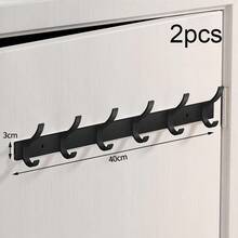 黑色浴袍挂钩毛巾架钉子墙壁挂架衣帽架浴室厨房配件 - 黑色 - 查看 4