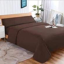 Three-Piece Set Of 100% Washed Sheets With An Ultra-Soft And Lint-Free Feel, Suitable For Beds Of Sizes 90, 105, 135, 150 And 200, Including Fitted Sheet + Flat Sheet And Pillowcases - 淺藍色 - 查看 5