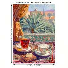 1 pièce Affiche canevas de thé arabe vintage, art déco classique sans cadre, impression murale à l'encre, convient pour le salon, la chambre à coucher, le bureau à domicile, la cuisine, la salle à manger, la décoration intérieure et extérieure