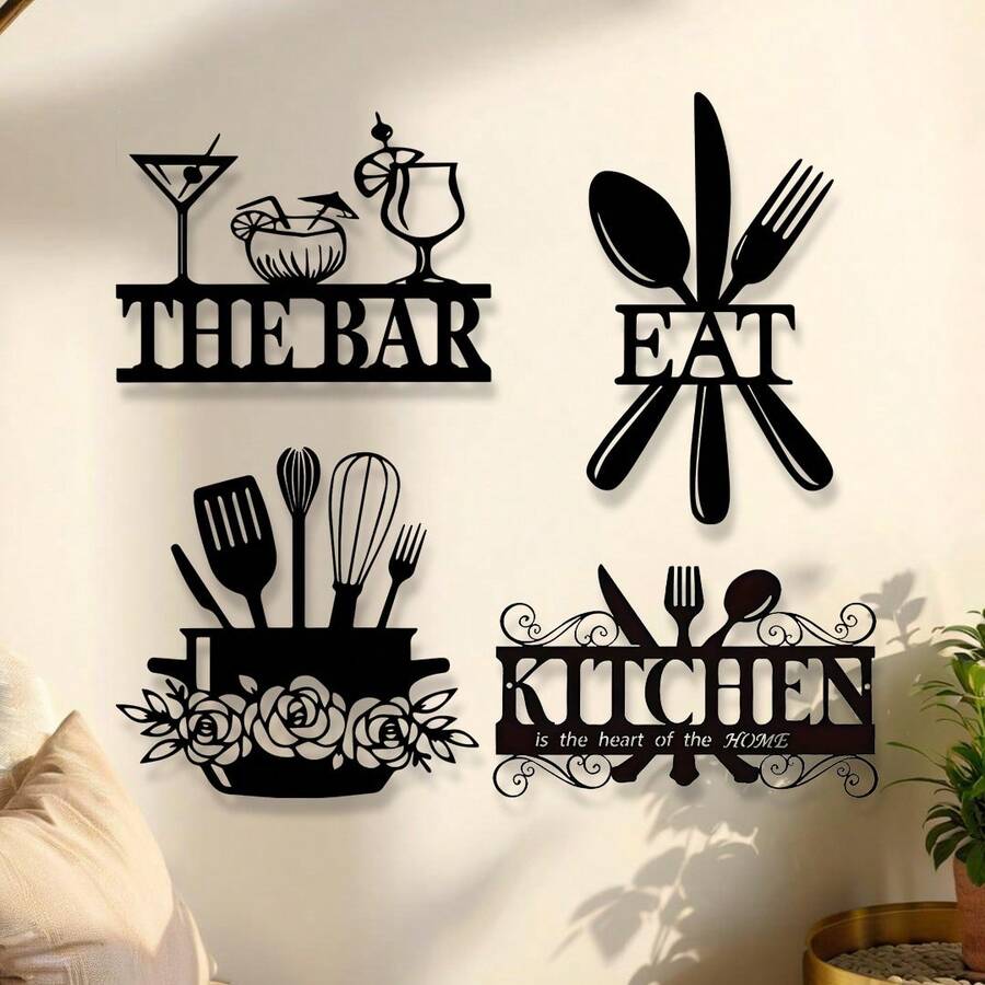 Arte de pared de metal con tema de cocina, decoración de hogar y restaurante de hierro, acento perfecto para Navidad con letrero de nombre personalizado para granja, patio, porche, idea de regalo única, elegante, de moda, contemporánea, personalizada, regalo ideal para novio, novia, papá, mamá, familia, amigos en el Día de San Valentín, Día del Niño, Día del Padre, graduación, boda, inauguración de la casa, sala de estar, dormitorio, oficina, decoración de cocina y comedor del hogar