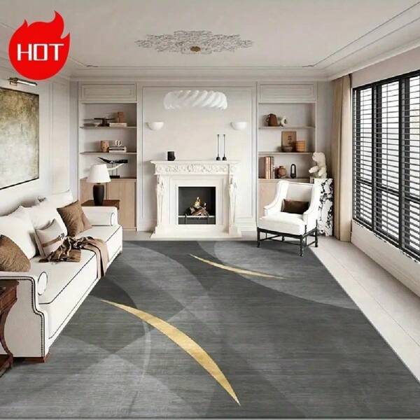 A Large Area Rug Suitable For Courtyard/Indoor Use, Featuring A Personalized Dark Gray Luxury Pattern, Made With High-Density Material And Non-Slip Bottom Particles, Fade-Resistant, Abrasion-Resistant, Highly Absorbent, Suitable For Hardwood Floors, Outdoor Use, Easy To Carry, Thickened Material Provides Comfortable Underfoot Feel,