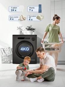 Portable Clothes Dryer 4KG, Mini Laundry Dyer With 6 Drying Modes, Smart Sensing, Digital Display, Stainless Steel Tub - UK Plug(220-240V) - View 4