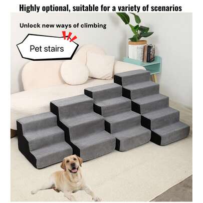1 chiếc thang thẳng cho thú cưng, chống trượt và có thể giặt được, cầu thang 3 bậc/4 bậc/5 bậc, thích hợp cho thú cưng trèo lên giường và ghế sofa, phù hợp với thú cưng nhỏ/trung bình/lớn