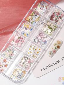 1 Box 240pcs 3D Wood Pulp Flower Nail Art Decorations And Butterfly Nail Art Flower Decorations, Suitable For Nail Art Decoration And DIY Craft Design, Valentine's Day Gifts, Gifts For Friends And Close Friends, Makeup Styling Supplies, Suitable For Enhancing The Charm Of Women's Nails, Nail Art Supplies, Nail Art Products.