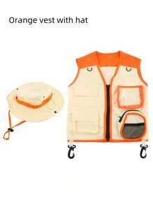 Gilet per l'avventura all'aperto, per bambini e ragazzi, con strumento per catturare gli insetti, con cappello, traspirante e confortevole, con lente di ingrandimento, ideale per esplorare la natura, adatto per attività all'aperto, weekend e vacanze con la famiglia, regali per il ritorno a scuola