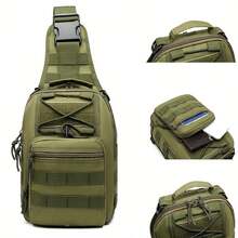 Tactical Backpack - Multi-Functional Outdoor Sports Chest Bag, Shoulder Crossbody Bag, Durable Zipper Closure, Oxford Cloth Material, Adjustable Strap, Fitness, Hiking, Fishing Can Be - 綠色 - 查看 2