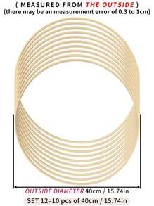 10 قطع حلقات مصنوعة من القَصَب الأخضر الحالم ، مزينة بريش للأعراس والأعياد الخارجية ، جرس الرياح بطراز "موري" للتعليق في المناسبات مثل عيد الهالوين والميلاد وغيرها ، ديكور الحوائط والغرف ، حلقات القَصَب لأعمال التطريز والنسيج