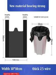100 Pcs Disposable Thick Black Garbage Bags With Handles - Leak-Proof & Durable Vest Style Bin Liners For Household, Kitchen, Bathroom, Bedroom, Office & Dorm Cleanup.