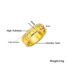 1pc Minimalist Rhombus Gear Shaped Stainless Steel & Zirconia Women Ring, Suitable For Daily Wear And Gift