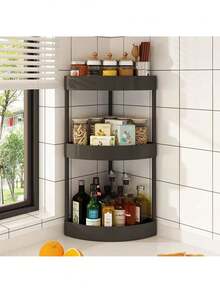 厨房台面转角调料架，三角架，油盐酱油醋，多层收纳架，现代简约风格收纳架，适合小户型的大容量收纳架，塑料独立式收纳架