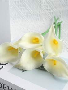 MEHELANY Bộ 12/6/1 bông hoa loa kèn trắng sữa nhân tạo, cao 40cm, chất liệu PU, hoa giả, thích hợp trang trí nhà cửa, đám cưới, trong nhà/ngoài trời, sân vườn, tiệc tùng, phong cách Boho, ngày lễ, Ngày của Mẹ, quà sinh nhật. - Màu trắng sữa - Xem 2