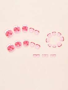 24 件红色心形美甲箔，法式脸颊指甲贴花，多功能可穿戴脚指甲贴纸，含 1 支指甲棒和 1 支果冻凝胶