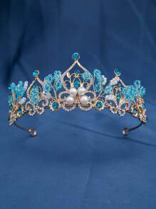 1 Stück Blaue Elegante Damen Kristallkrone, Brauthochzeits-Kopfschmuck-Dekor, Aktivitätsparty-Fotoshooting-Haar-Accessoire
