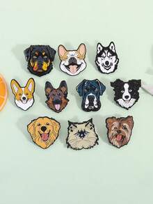 10 piezas Insignias de perro lindas con esmalte Patrones personalizados de Corgi y Border Collie Broches Insignias para solapa Regalo de joyería animal para niños y amigos - Multicolor - Ver 1