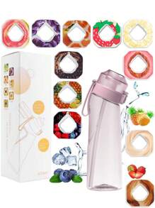 1pc 650ml Air Bottle Tritan Water Bottle Scented Pods Air Scent 0 Sugar Fruit Flavour Up Tritan Plastic Water Drink Bottle With Fragrance Drink More Water(One Water Bottle With A Random Flavor Fragrance Ring)