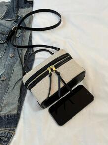 1pc Square Colorblock Shoulder Bag, Suitable For Women's Daily Use