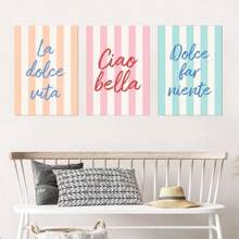 Tres carteles con letras simples, arte de pared moderno y de moda, decoración de habitación para niñas, arte de pared lindo, adecuado para dormitorios, salas de estar, regalos para amigos, pinturas con marco interior