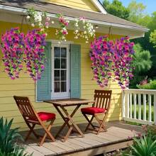 1/2/3pcs Artificial Wisteria Flower Vine - Eucalyptus Leaf And Trumpet Flower Hanging Decoration, Dual Color Purple Plastic Rattan Suitable For Outdoor/Indoor, Wedding, Garden, Terrace - Weather Resistant All Year Round, No Maintenance Required, Hanging Simulated Plants, Garden Decoration, Wedding Decoration, Double-Sided Flowers, Windproof Decoration