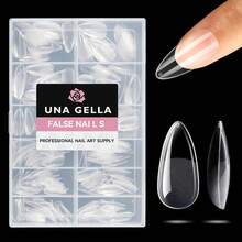 UNA GELLA 6 In 1 Gel Nail Glue For Clear Acrylic Nails Tips, 15ml Long Lasting Super Strong Brush Nail Glue For Base Coat, Clear Fake Nails, And Soft Gel Tips Lamp Curing Needed UV - A2-Almond Medium Full - 查看 1