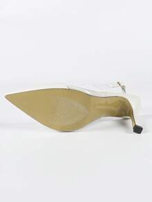 Tacones altos de mujer con punta transparente blanca en forma de cabeza de gato, material de PU, correa de tobillo, tacones altos elegantes para uso diario/al aire libre para compras, bodas, fiestas formales, vacaciones, reuniones, primavera, verano, otoño, invierno, combinan con vestidos de satén y atuendos navideños, elegantes, bombas de mujer - Beis - Ver 10