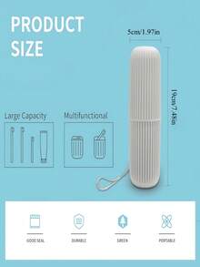 1pc Portable Makeup Brush Holder, Travel Toothbrush Case, Pen Holder Set, Multi-Function Covered Wash Cup, Vertical Striped Compact Travel Organizer Box For Toothbrush, Toothpaste, Lipstick, Makeup Brushes And More,Room Decor - Pink - View 6