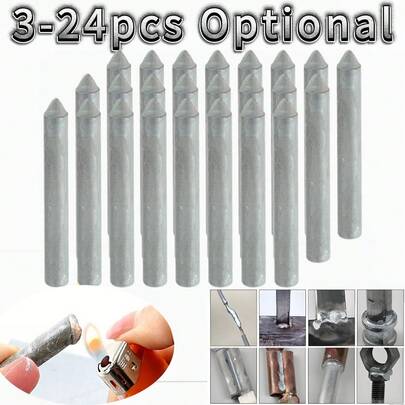 3~24pcs Welding Rods | Multipurpose Aluminium Welding Rods | Universal Low Temperature Lighter Welding Sticks | Suitable For Repairing Copper/Iron/Aluminium/Stainless Steel/PVC | Efficient Core | Smooth Design | DIY Household | Size: 3/6/9/12/18/21/24 Pcs