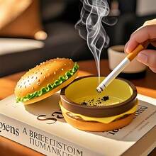 1pc Creative Ashtray, Cute Hamburger Shaped Ashtray, Desktop Portable Modern Ashtray, Suitable For Home Office Fashion Decoration Handmade Gift, A Surprise Small Gift For Girlfriends To Give To Boyfriends - Yellow - View 1