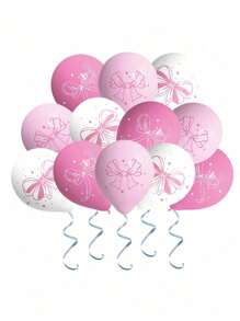 31 piezas/10 piezas Globos de látex rosas de 12 pulgadas con lazos, adecuados para decoración de fondo de fiesta de cumpleaños, decoración de boda, decoración de fiesta de propuesta, decoración del hogar para el Día de la Madre, fotografía al aire libre, decoración de fiesta de San Valentín, accesorios fotográficos, decoración de escenarios
