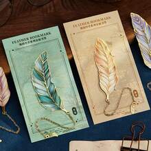 1pc Metal Bookmark, Elegant Creative Feather Bookmark, Stationery Gift,School Supplies,Back To School - Multicolor - View 7