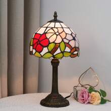 8-Inch Stained Glass Table Lamp, Retro Style Design, Suitable For Bedroom, Dormitory, Office, Study And Other Home Decoration Art (Excluding Led Bulbs)