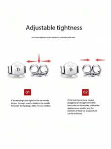 925 Silver Hypoallergenic Mini Earring Backs Replacements(0.4cm/0.16in), 18K White Gold Plated Secure Push Earring Backs For Studs With Box