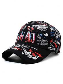 1 buah Topi Baseball Pria Motif Huruf Grafiti, Topi Kasual Pelindung Matahari Luar Ruangan yang Dapat Diatur, Cocok untuk Perjalanan Musim Semi, Musim Gugur, Liburan, Pantai - MultiWarna - View 2