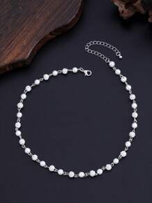 1 pièce Collier à strass et perles de style punk simple et , à porter au quotidien ou à offrir à des amis lors d'occasions spéciales