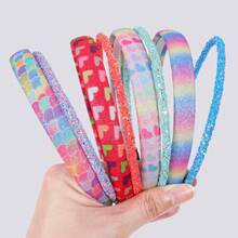 8pcs/Set Girls Glitter Headband Ombre Rainbow Love Hairband Party Favors Girls Hair Accessories