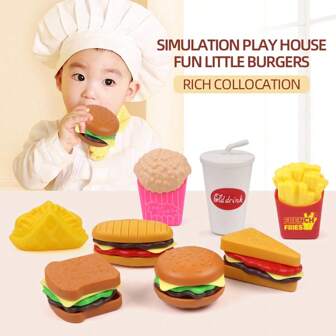 8pcs/Set Miniature Toy Accessories (Can Be Disassembled Into 26 Mini Toy Parts), Disassembled Burgers, Fries, Sandwich, Western-Style Meal Playset, Realistic Food Toy For Kids