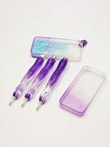 1Set Replacement Nibs For New Design Curve Pens Suitable For 5D Diamond Painting - DIY Art Paint Brush Kit With 6 Replaceable Plastic Heads And Glue, Perfectly Suited Resin Pen Tips Ideal For Dotting Drillers, Great For DIY Arts Projects & Nail Art Accessories
