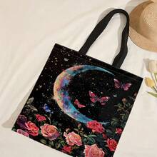 1 件梦幻月光玫瑰与蝴蝶购物手提袋