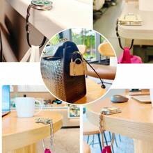 1pc Cute Cat Design Foldable Handbag Hook - Chic Aluminum Alloy Purse Table Hook With Shiny Rhinestone Accent, A Gift For Cat Lovers,Portable Metal Bag Holder For Stylish Accessory Lovers,Schoolbag Backpack Handbag Accessories,Christmas Gift