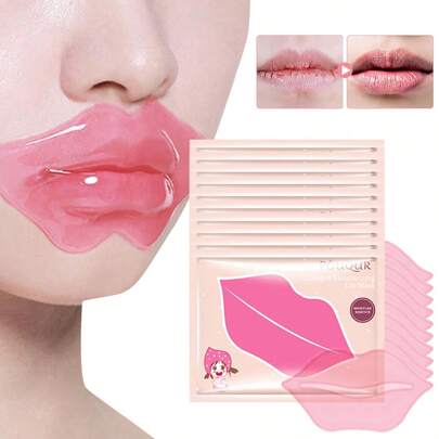 1片/5片/10片/20片装保湿唇膜，胶原蛋白/樱桃/蓝莓口味，蕴含甘油和胶原蛋白，温和去除唇部角质，淡化唇纹，舒缓修护双唇，改善唇部暗沉，长效保湿滋养，缓解唇部干燥、皲裂和脱皮，提亮唇色，令双唇柔软饱满，夜间唇部护理