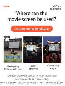 GAINVANE 60-150 英寸可折叠投影幕布，双面室内/室外投影幕布，防皱，便携式 4K 16:9 投影幕布，适用于家庭影院、派对、办公室