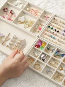 36 de tave pentru bijuterii din catifea, organizator de bijuterii de mare capacitate cu compartimente separate, suport de afișare stivuibil pentru cercei, coliere, brățări, inele, agrafe de păr, bentițe de păr etc. Organizator de depozitare pentru femei, articole esențiale de călătorie, cadou pentru tată