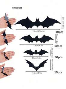 蝙蝠贴纸装饰：4 种不同尺寸的 3D 立体蝙蝠贴纸，适用于 DIY 墙贴、浴室、酒吧、办公室、室内万圣节可重复使用派对用品、家居装饰 - 彩色 - 查看 11