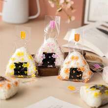 1套/100个可爱米饭和蔬菜卷包装袋，可爱樱桃卡通三角寿司袋，便当配件和寿司制作模具