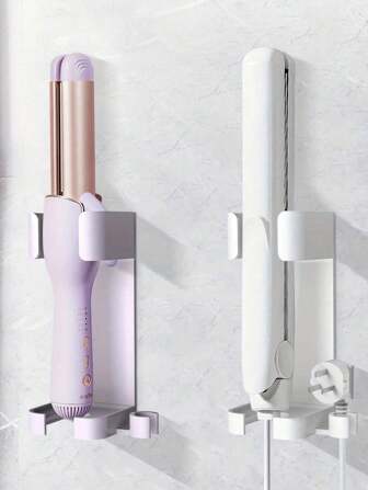 Adjustable Curling Iron, Electric Shaver Stand, Self-Adhesive Wall-Mounted Multi-Functional Stand Suitable For Electric Toothbrushes, Air Conditioners, Remote Controls, Toothpaste, Bathroom Storage Boxes, Can Accommodate Most Different Sizes Of Electric Shavers, Razors, Toothbrushes, Toothpaste, Air Conditioner Remote, Phones, Etc. Back To School